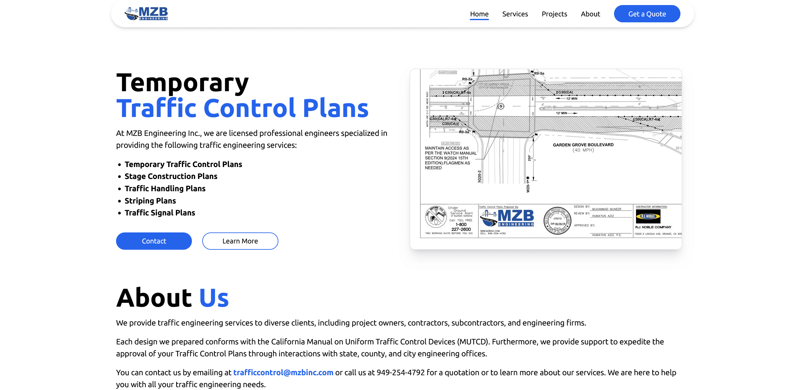 MZB Inc — Project Catalogue & Landing Page